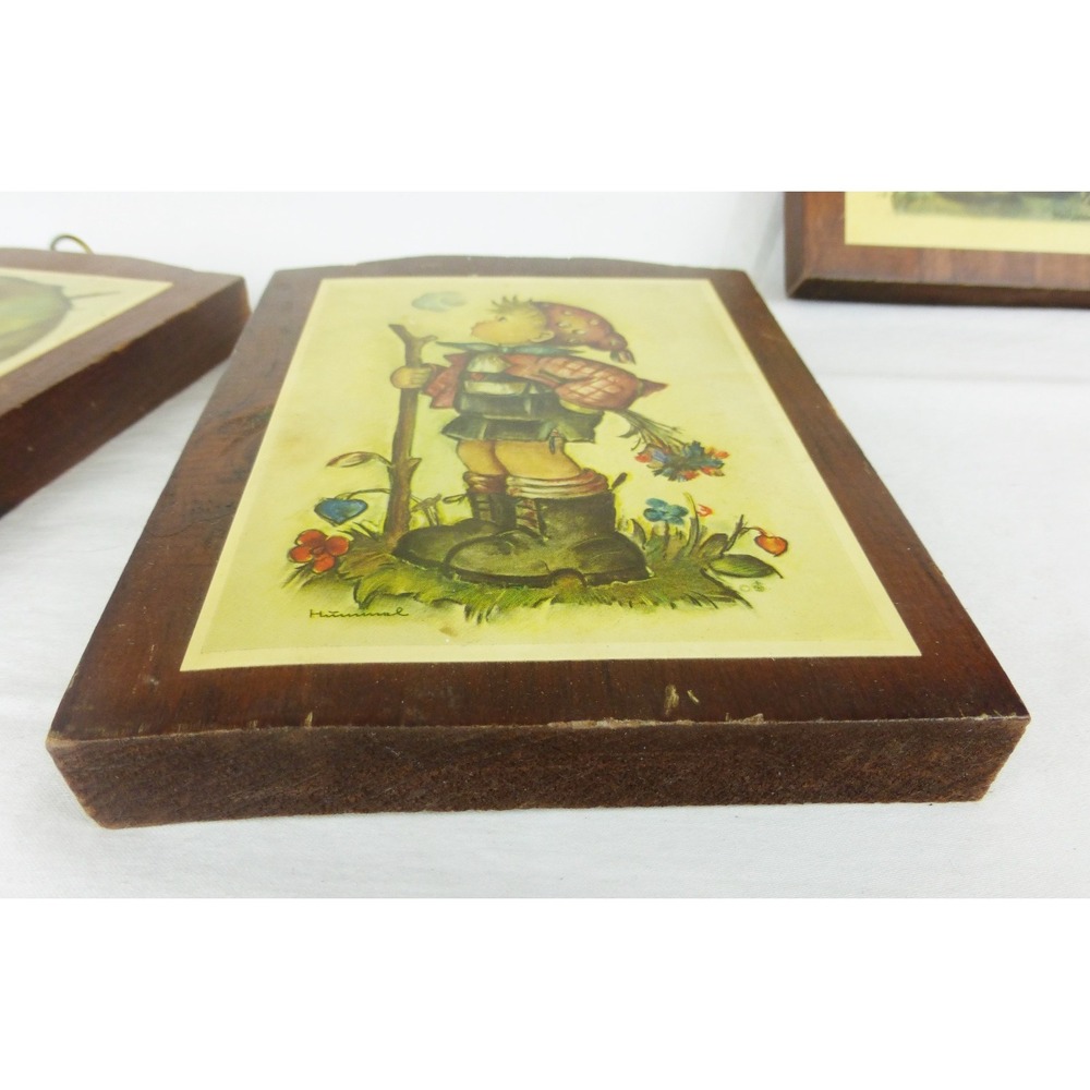 Vtg 3 Hummel pictures Manchester wood handcrafted wall plaque nursery decor - Picture 5 of 6